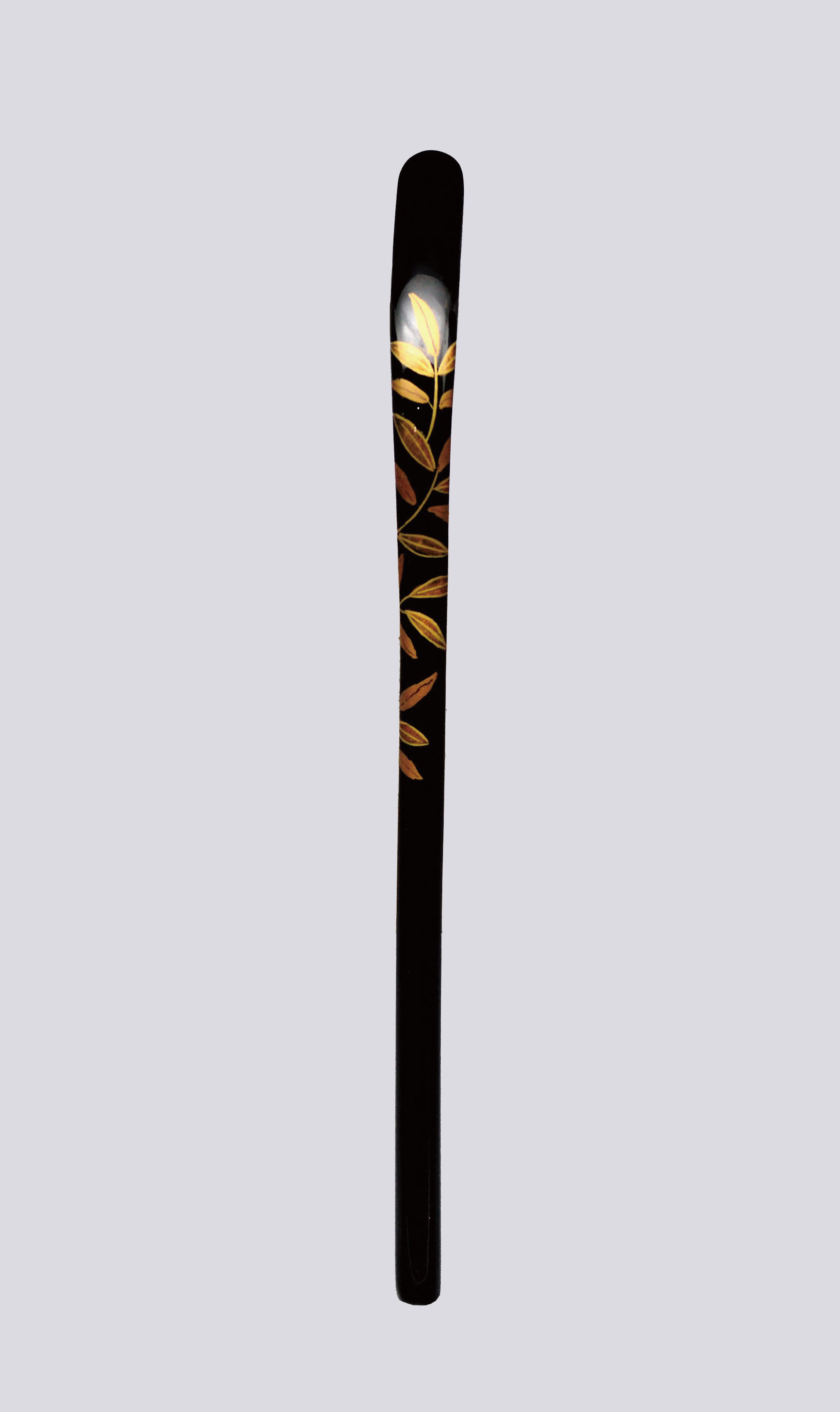 茶杓　笹の葉型　塗茶杓　黒塗り　笹蒔絵　化粧箱